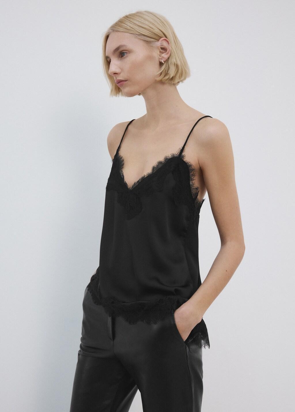 Black Lace Top, Black, large image number 3