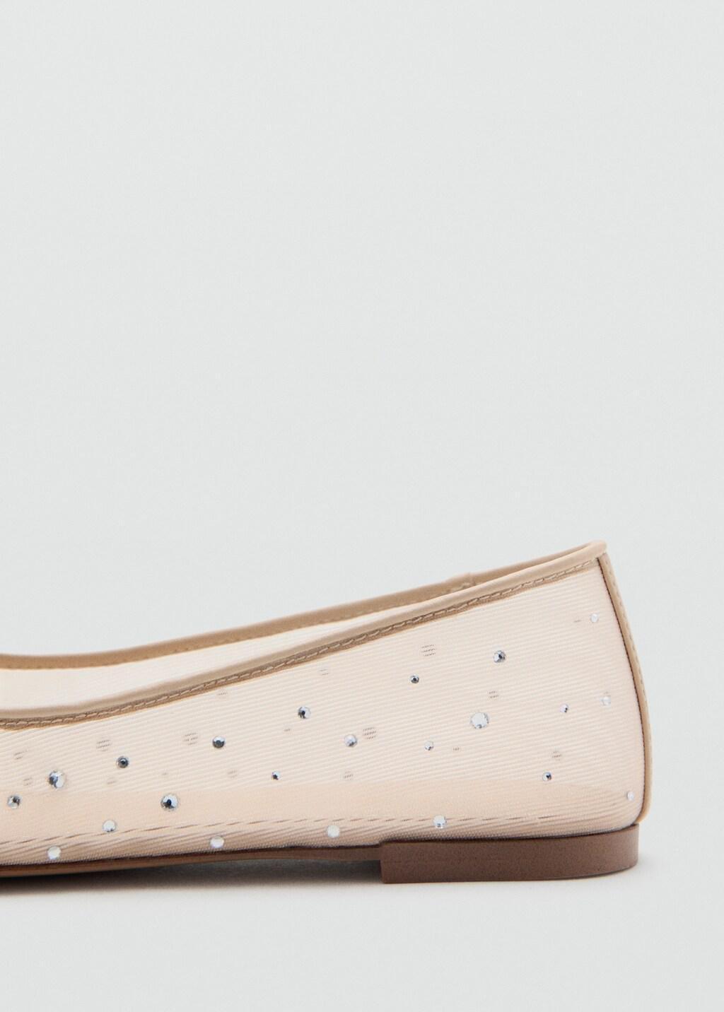Beige Rhinestone Ballet Flats, Light-Pastel Pink, large image number 1