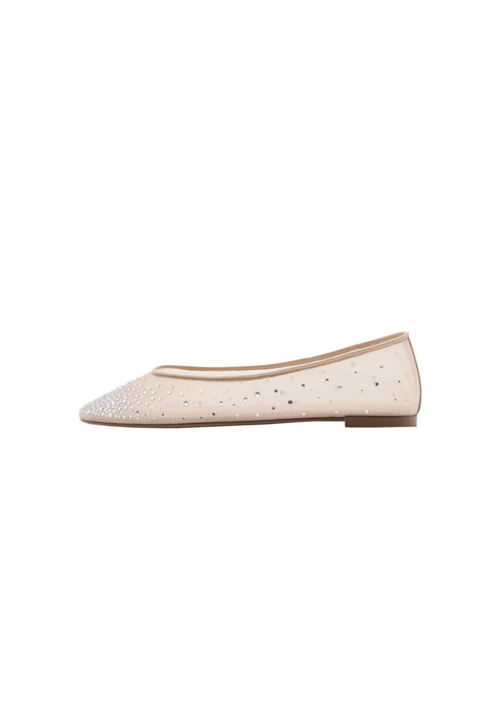 Beige Rhinestone Ballet Flats, Light-Pastel Pink, medium