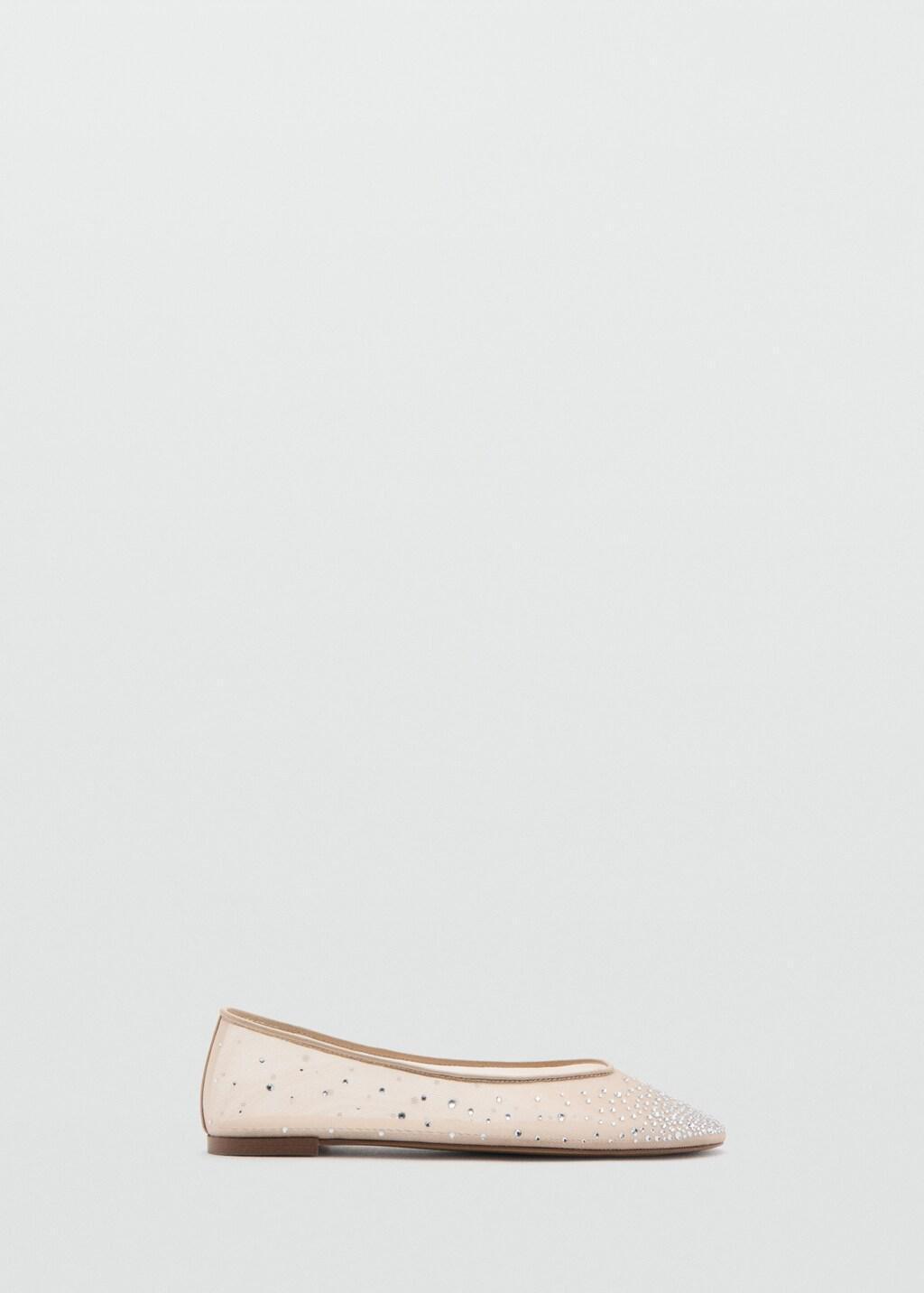 Beige Rhinestone Ballet Flats, Light-Pastel Pink, large image number 3