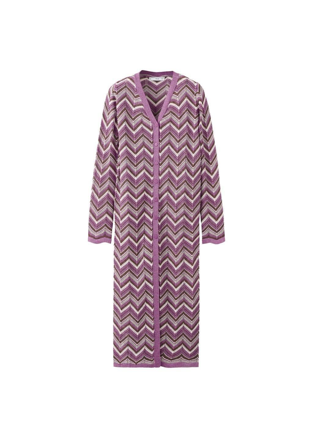 Purple Knit Long Cardigan, Purple, large image number 0