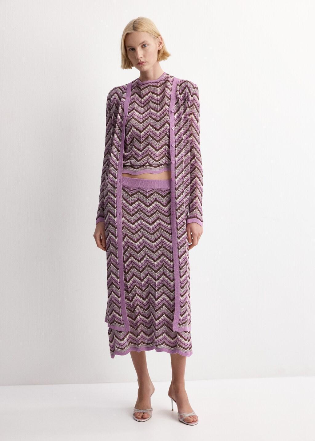 Purple Knit Long Cardigan, Purple, large image number 1