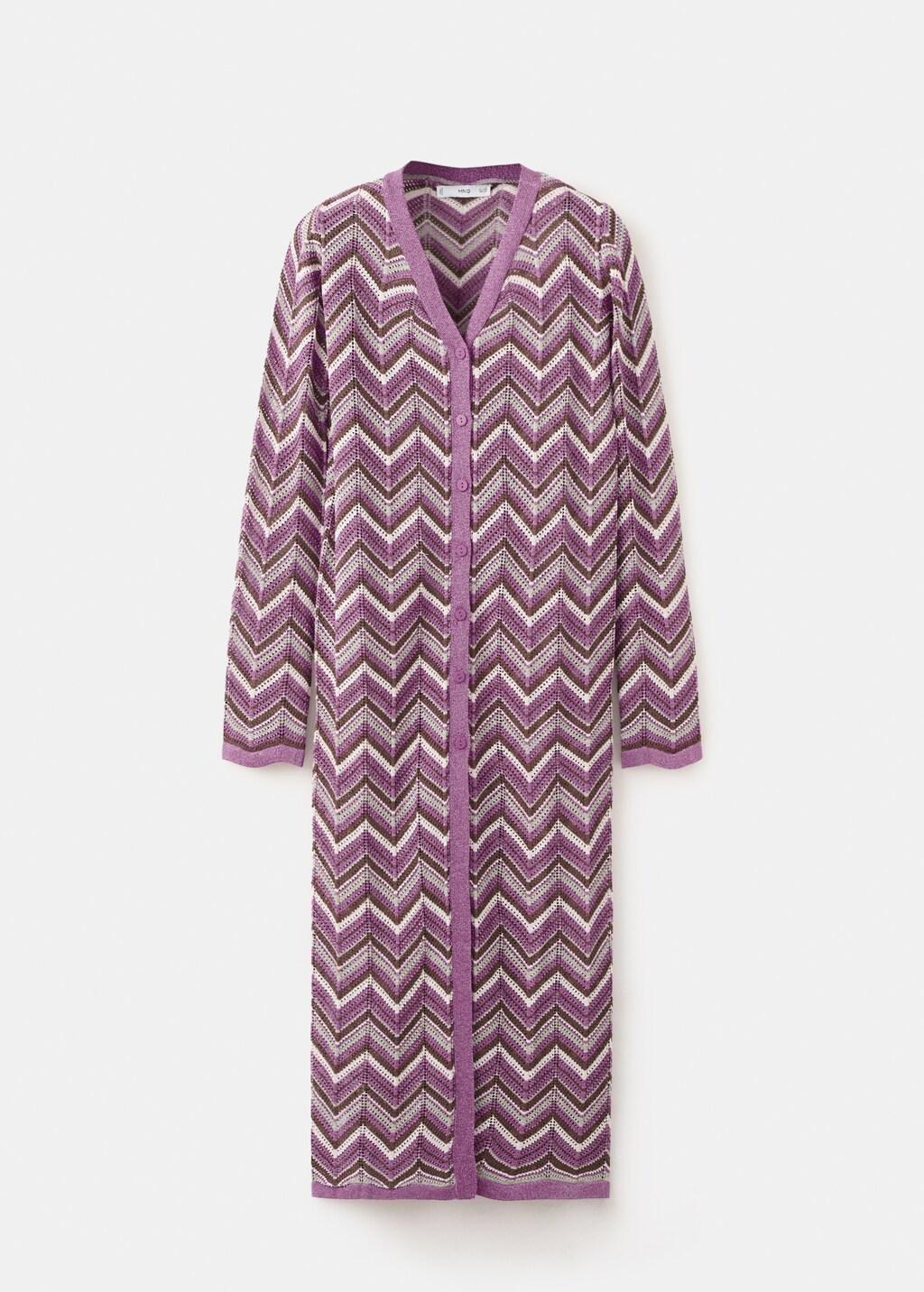 Purple Knit Long Cardigan, Purple, large image number 2