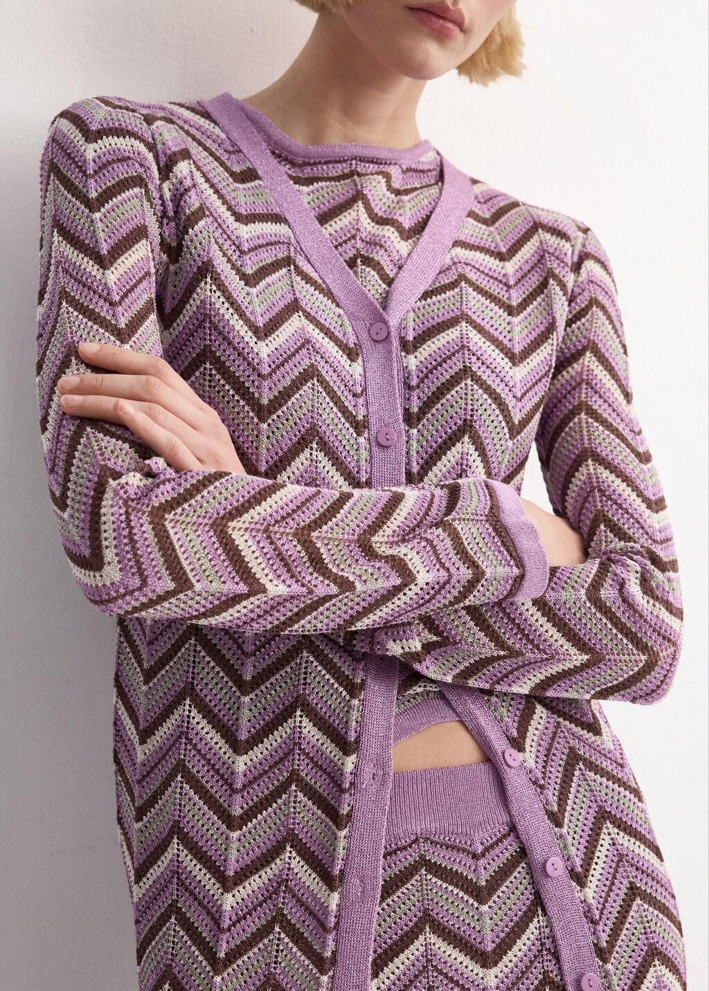 Purple Knit Long Cardigan, Purple, large image number 6
