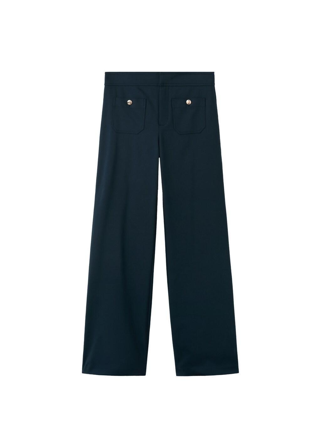 Navy Straight Trousers With Jewel Buttons, Navy, large image number 7