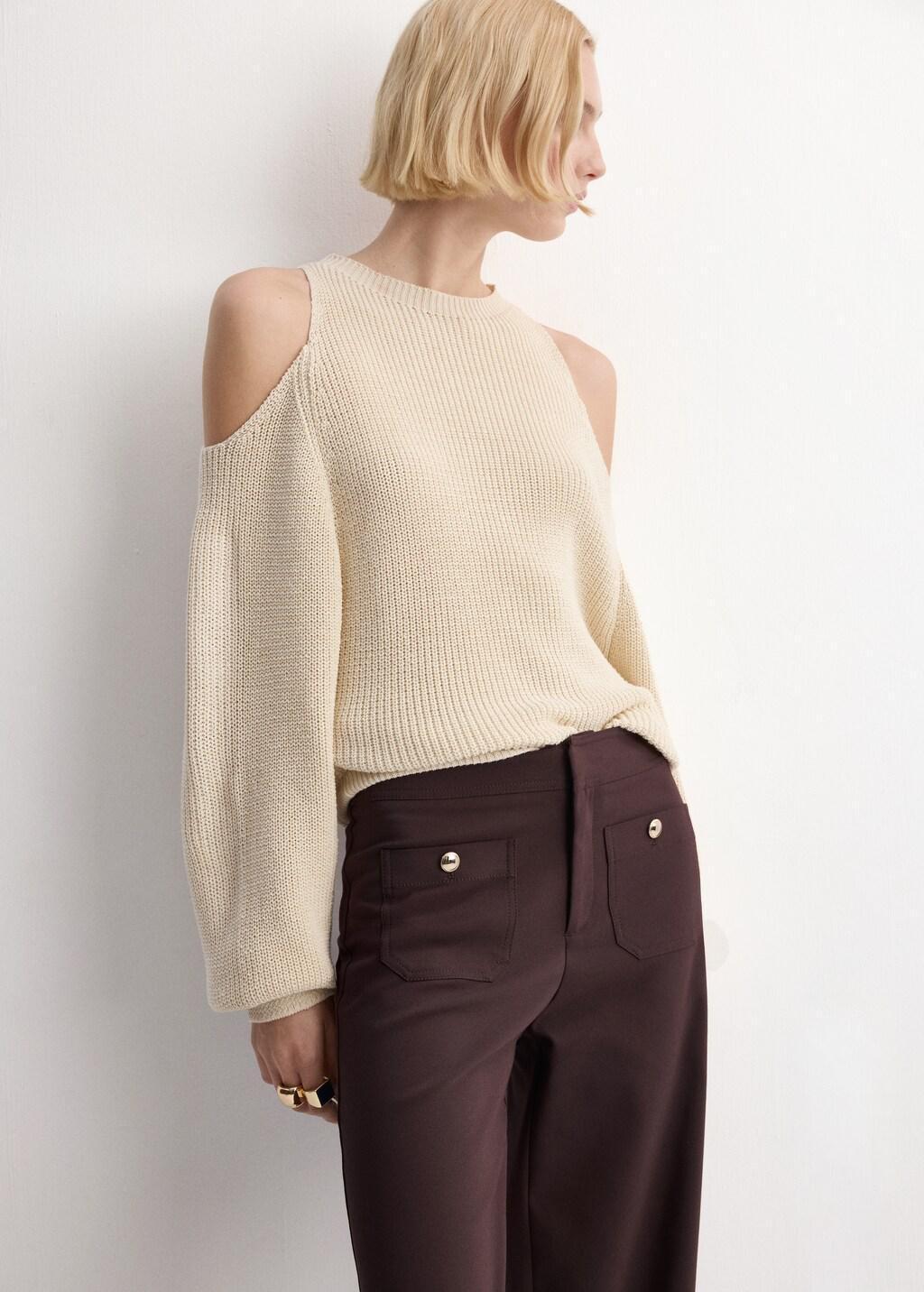 Purple Straight Trousers With Jewel Buttons, Dark Red, large image number 4