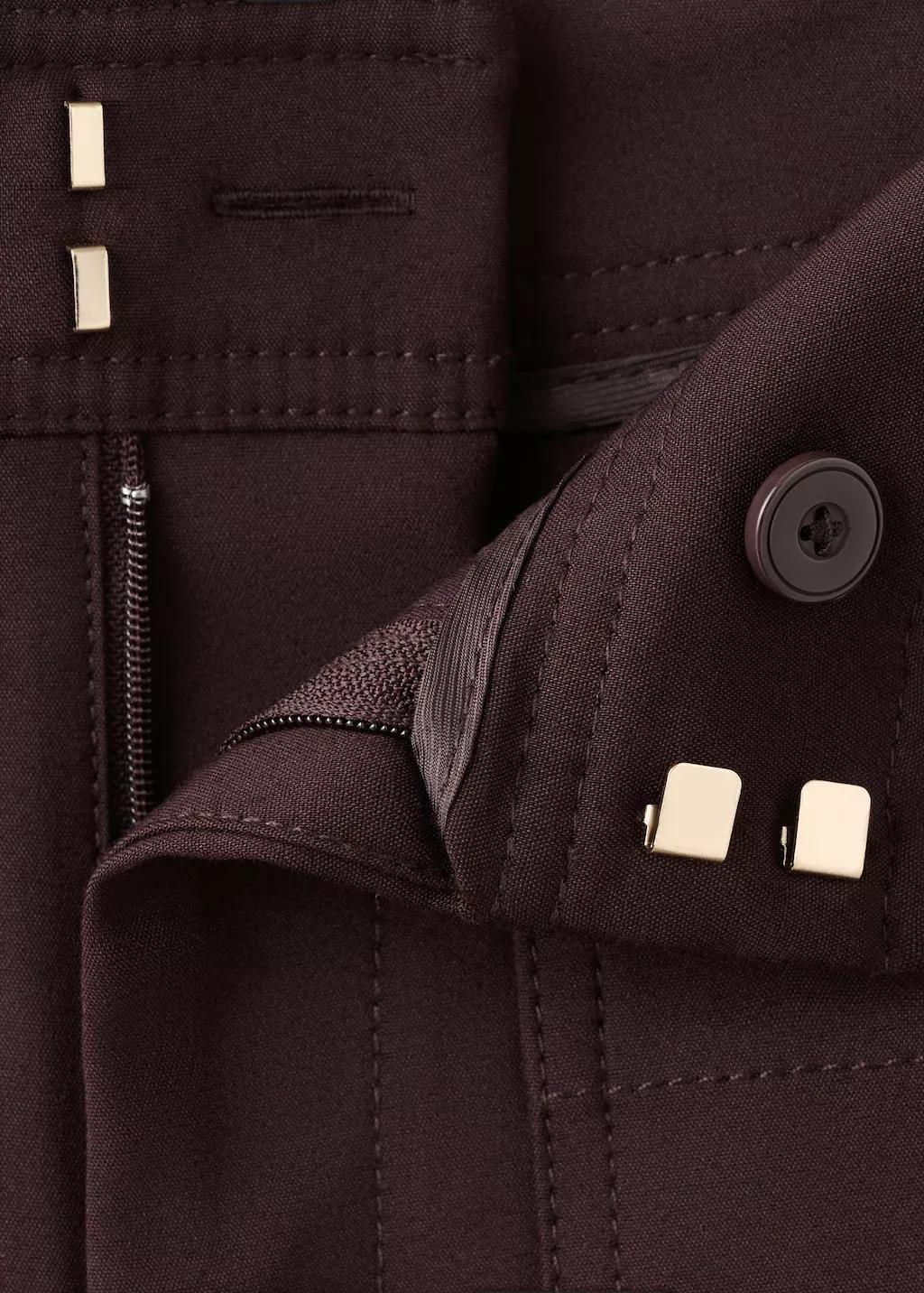 Purple Straight Trousers With Jewel Buttons, Dark Red, large image number 5