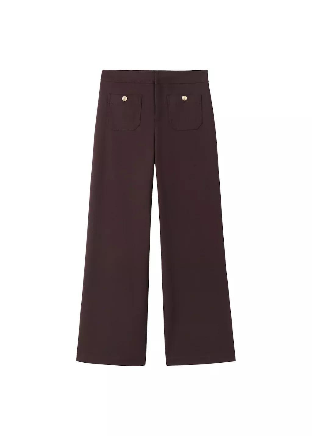 Purple Straight Trousers With Jewel Buttons, Dark Red, large image number 6