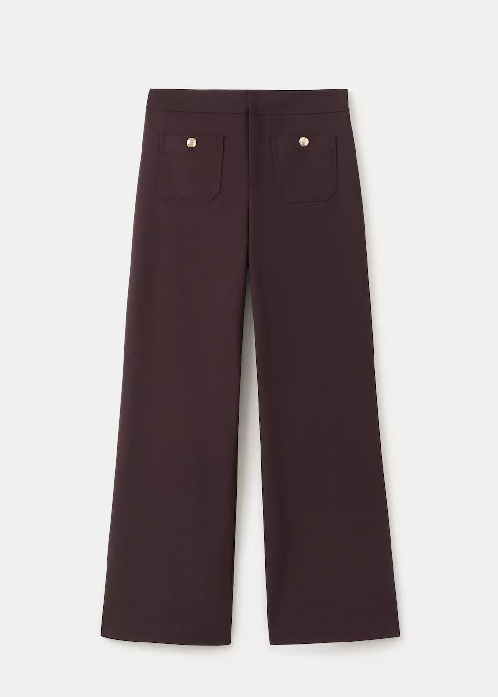 Purple Straight Trousers With Jewel Buttons, Dark Red, large image number 8