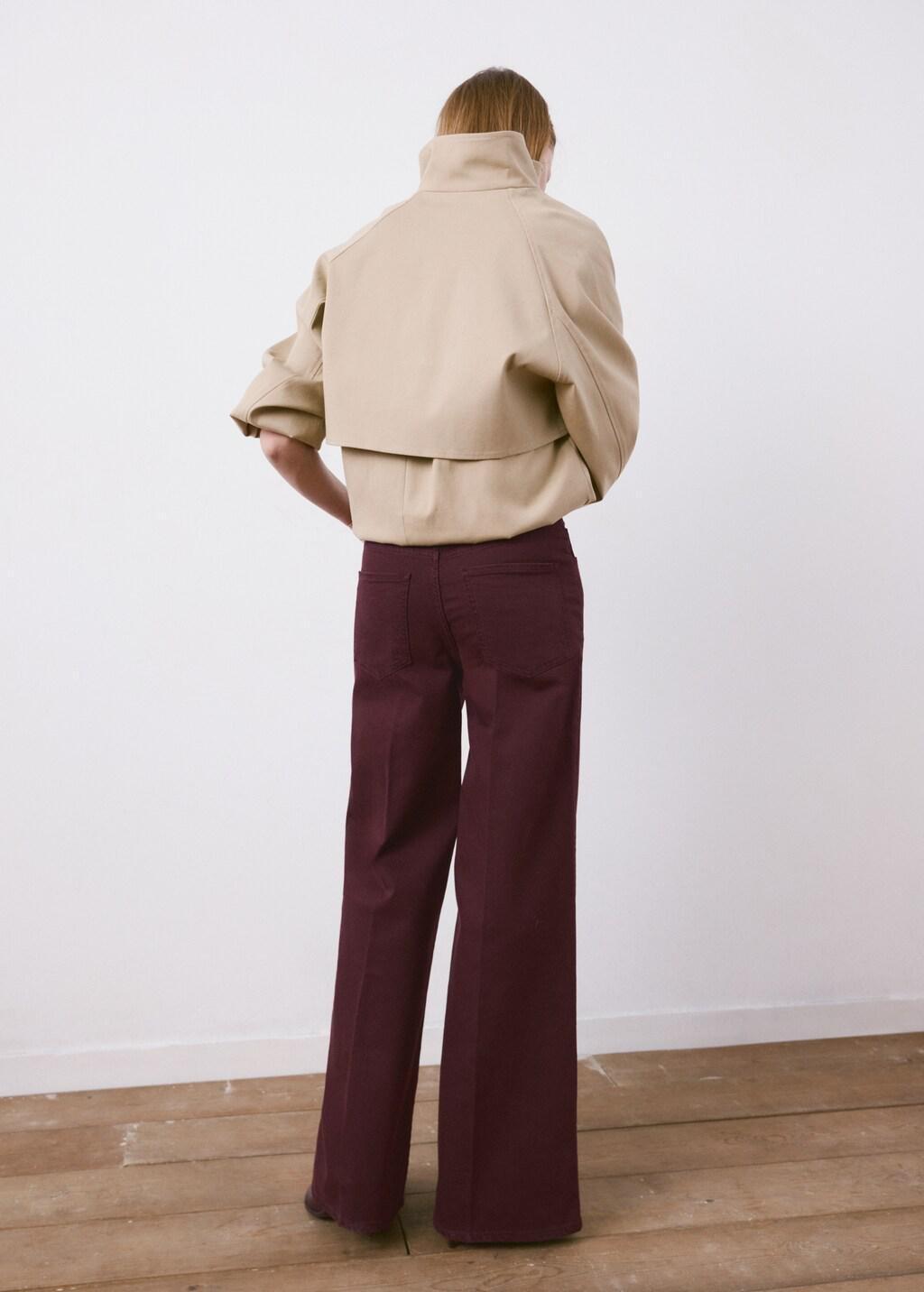 Red High-Waisted Wide Leg Jeans, Dark Red, large image number 2