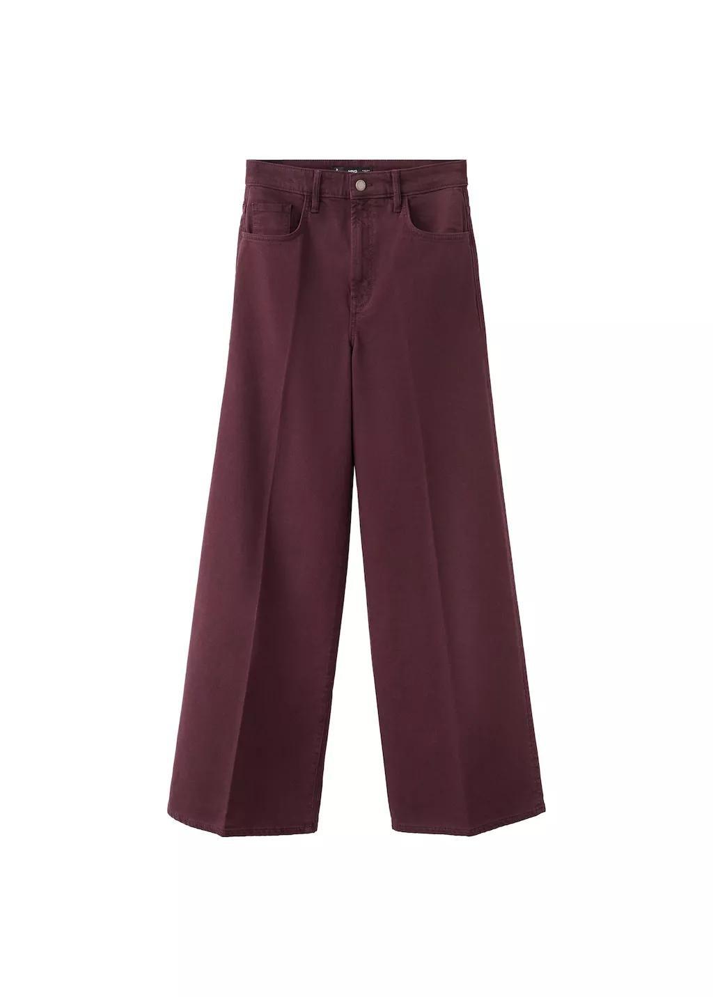 Red High-Waisted Wide Leg Jeans, Dark Red, large image number 7