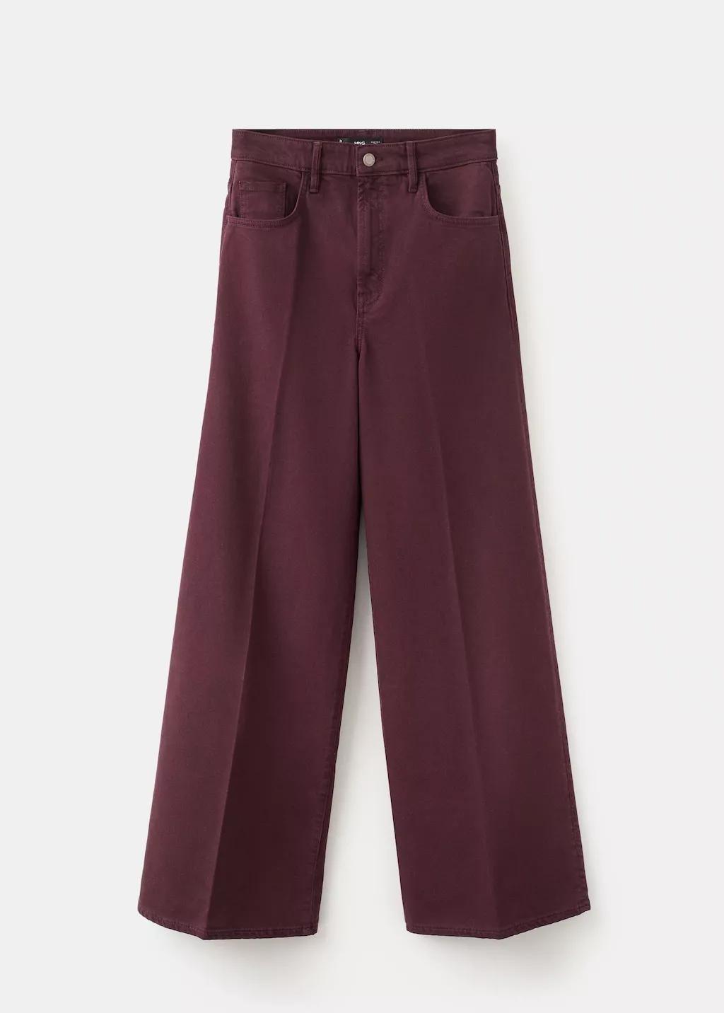 Red High-Waisted Wide Leg Jeans, Dark Red, large image number 8