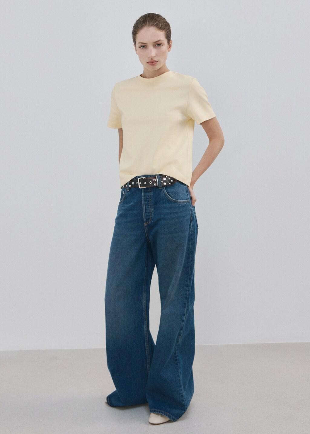 Yellow Short-Sleeved Cotton T-Shirt, Yellow, large image number 0