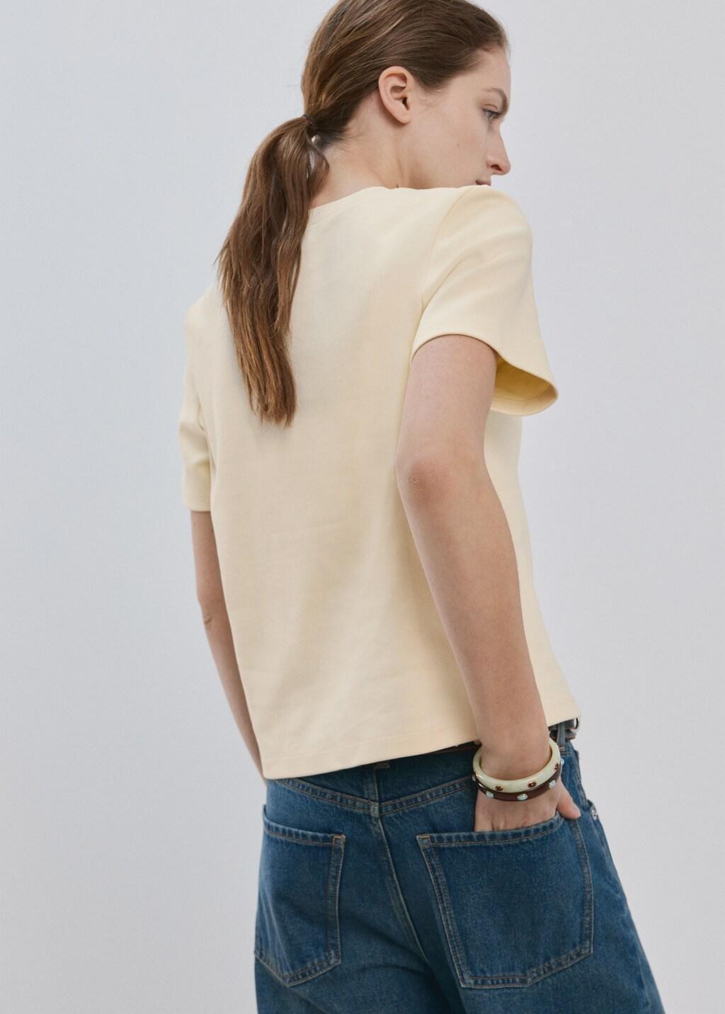 Yellow Short-Sleeved Cotton T-Shirt, Yellow, large image number 2