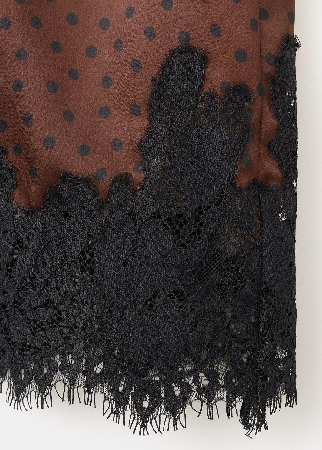 Brown Polka Dot Slip Skirt, Brown, large image number 1