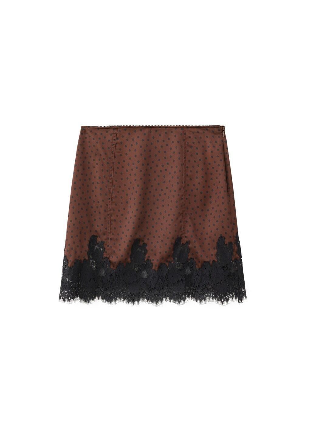 Brown Polka Dot Slip Skirt, Brown, large image number 5