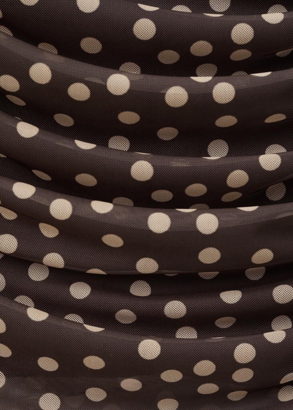 Brown Ruched Polka Dot T-Shirt, Brown, large image number 4