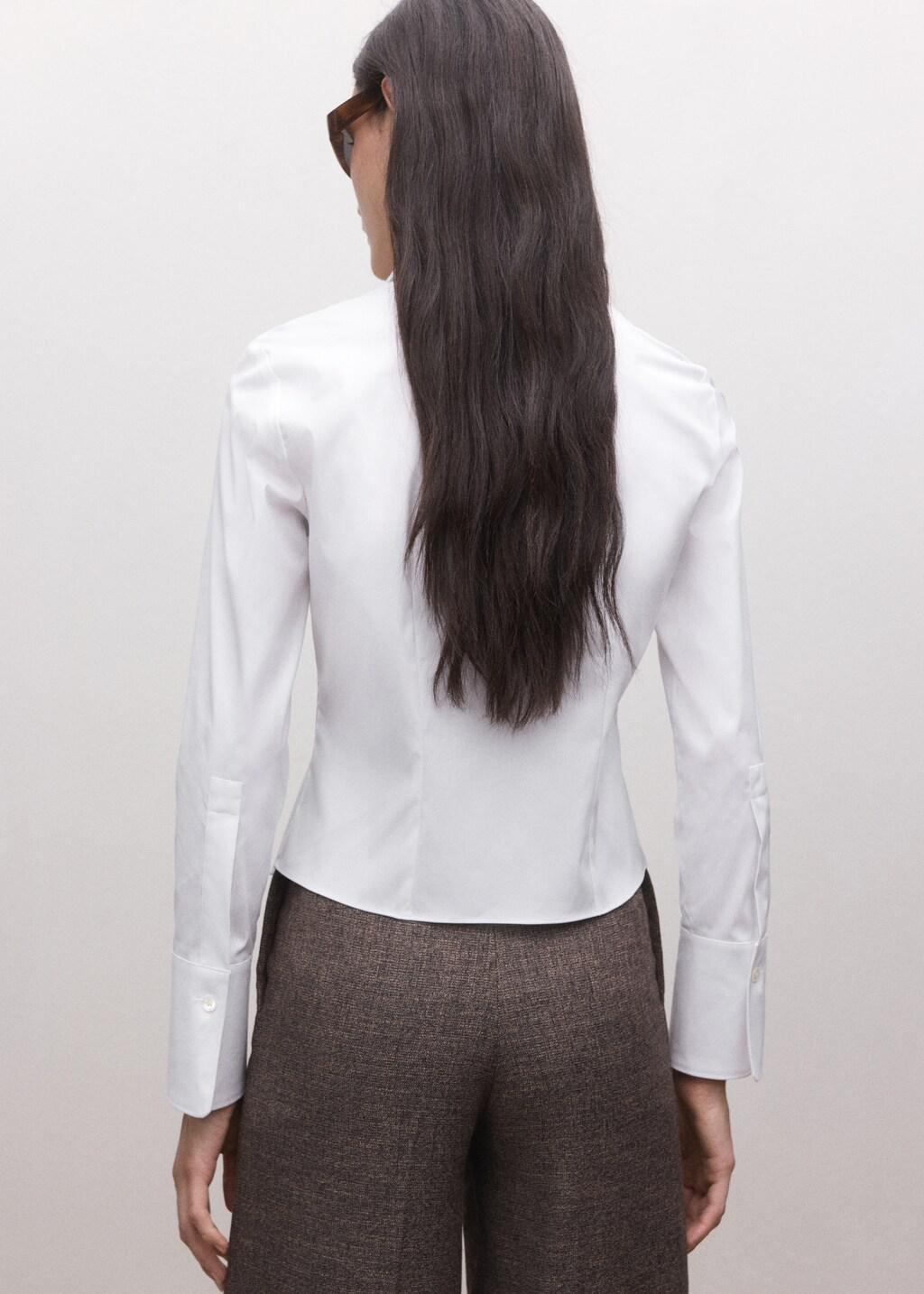 White Fitted Shirt With Hidden Closure, White, large image number 2