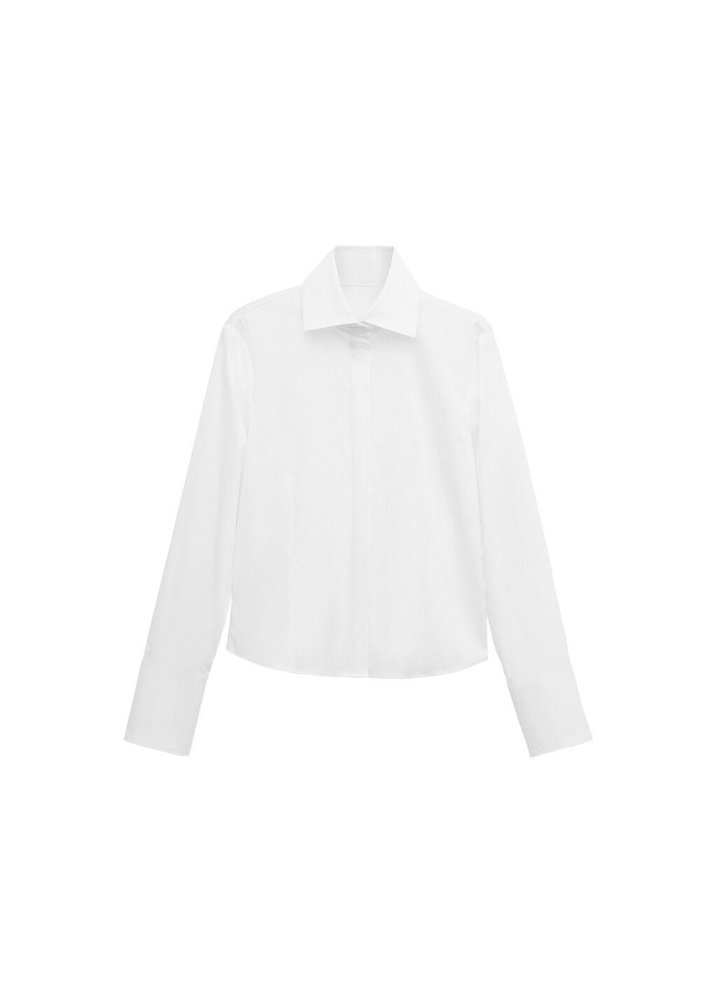 White Fitted Shirt With Hidden Closure, White, large image number 6