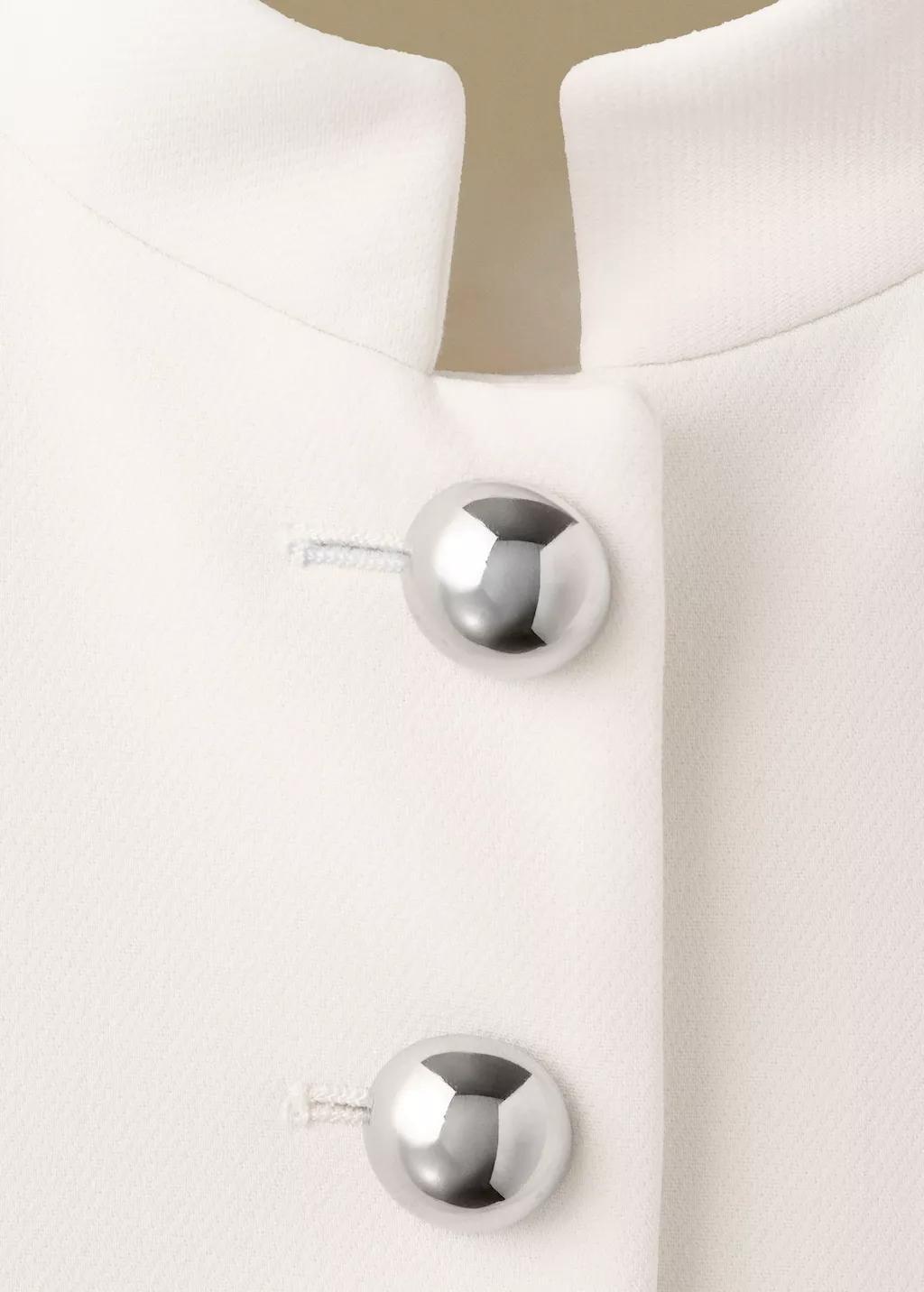 White Jacket With Jewel-Button Strip Collar, Natural White, medium