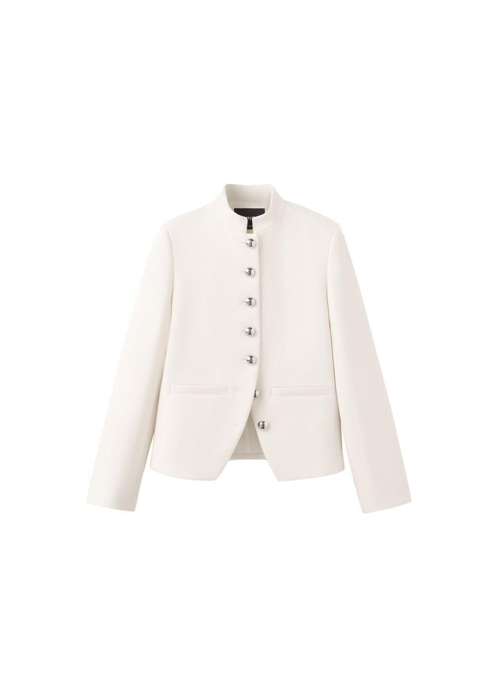 White Jacket With Jewel-Button Strip Collar, 0201_02, large image number 6
