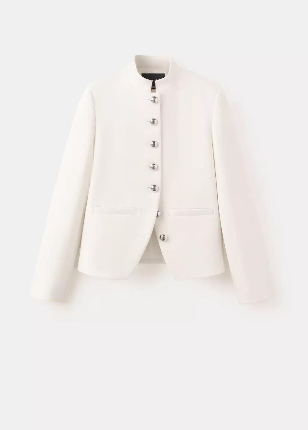 White Jacket With Jewel-Button Strip Collar, 0201_02, large image number 7