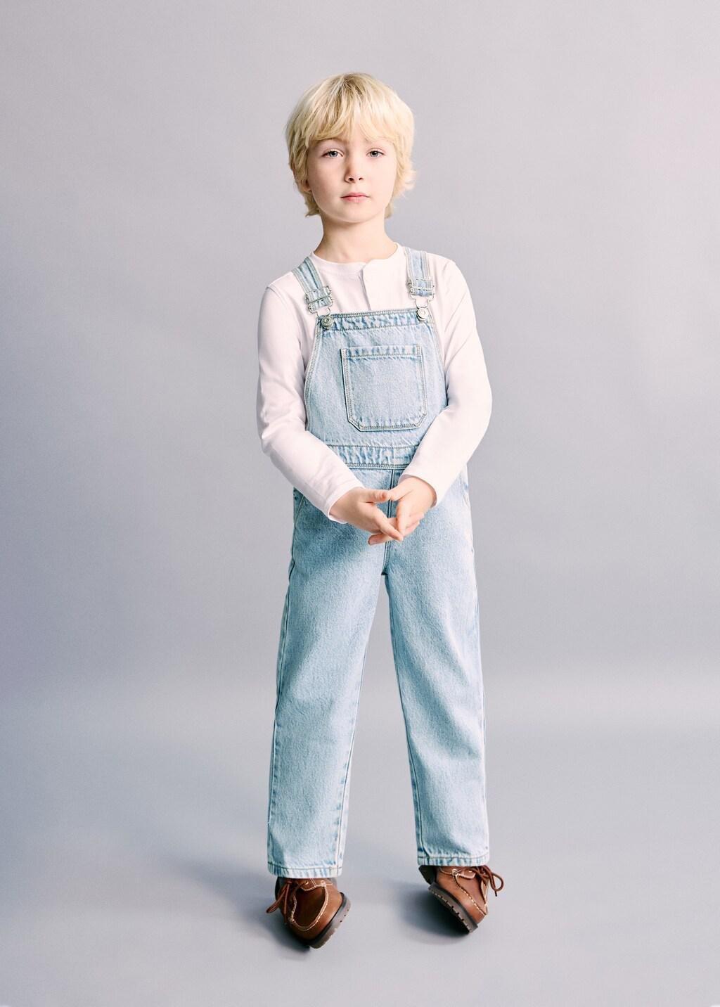 Blue Long Denim Dungarees, Baby Boy, Open Blue, large image number 0