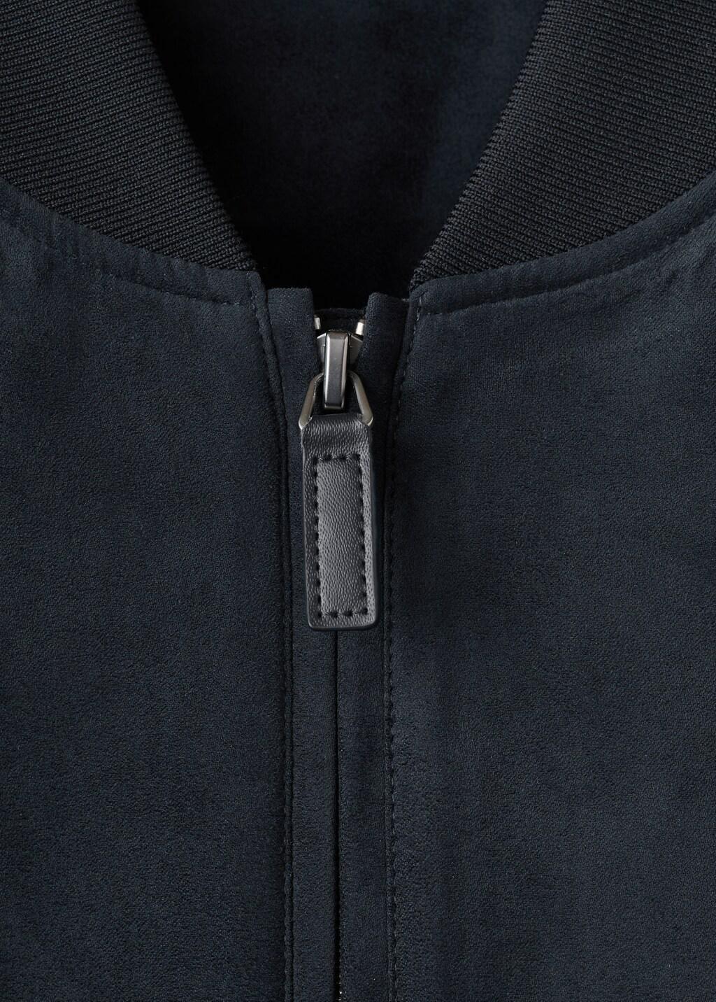 Navy Suede-Effect Bomber Jacket, Navy, large image number 1