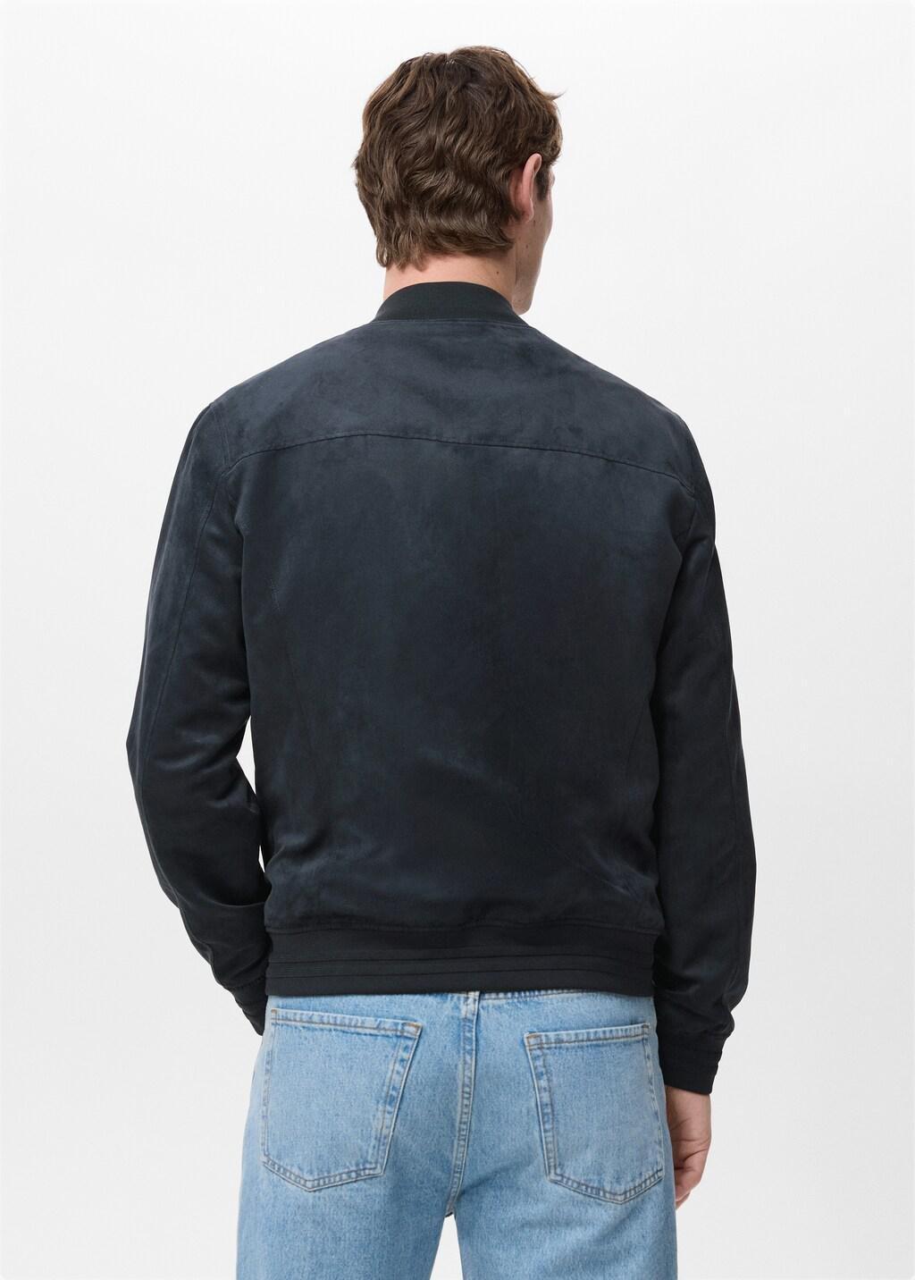 Navy Suede-Effect Bomber Jacket, Navy, large image number 2