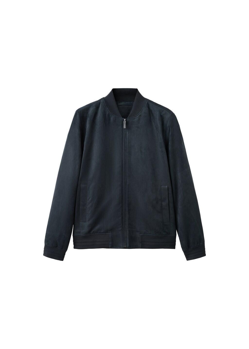 Navy Suede-Effect Bomber Jacket, Navy, large image number 6