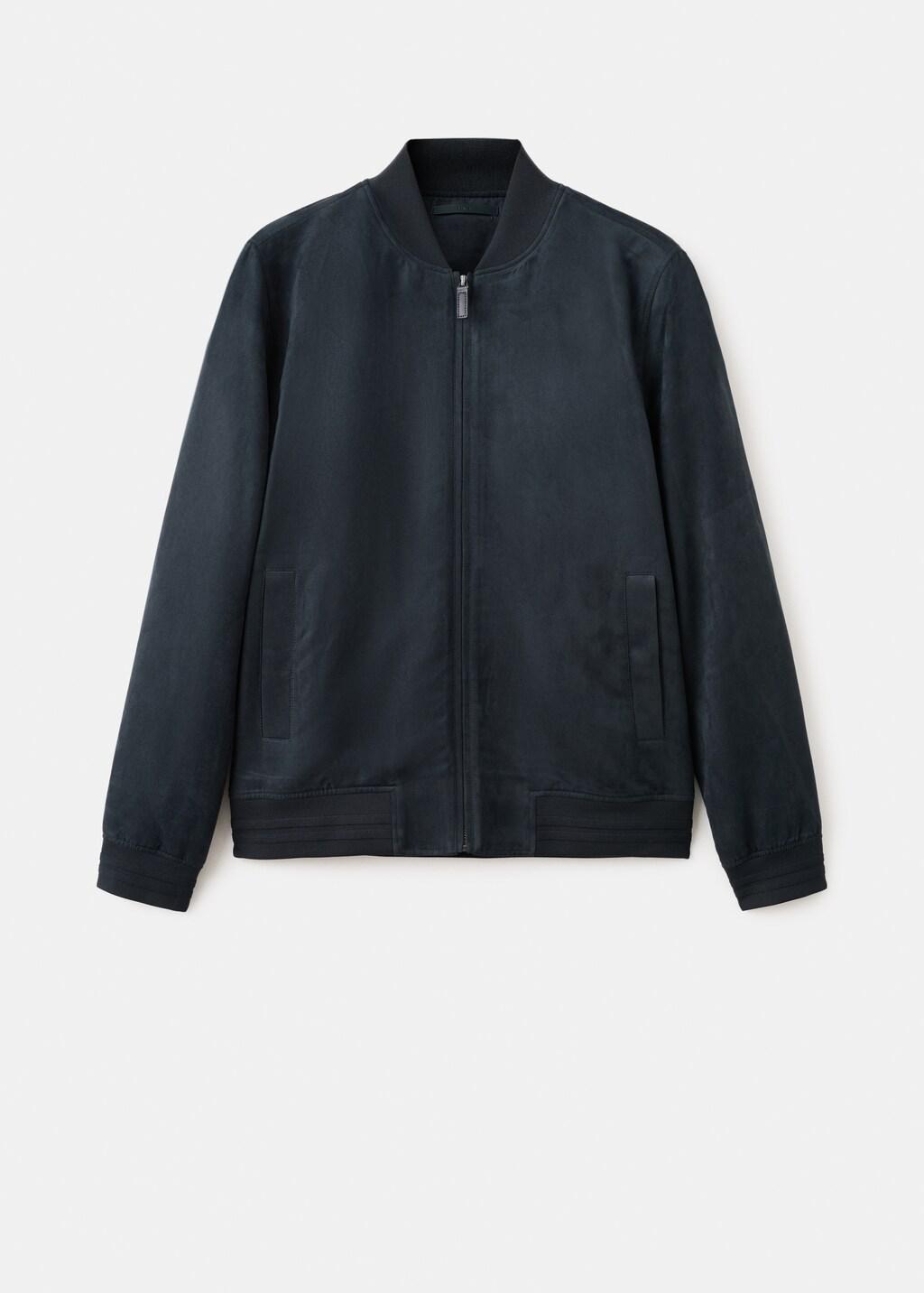 Navy Suede-Effect Bomber Jacket, Navy, large image number 7