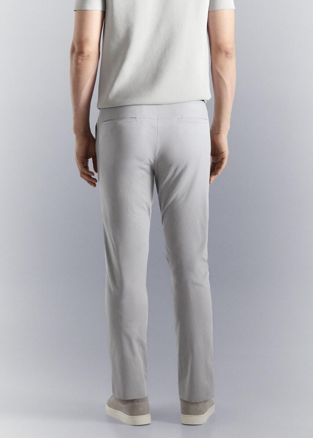 White Stretch Fabric Slim-Fit Trousers With Drawstring, Natural White, large image number 2