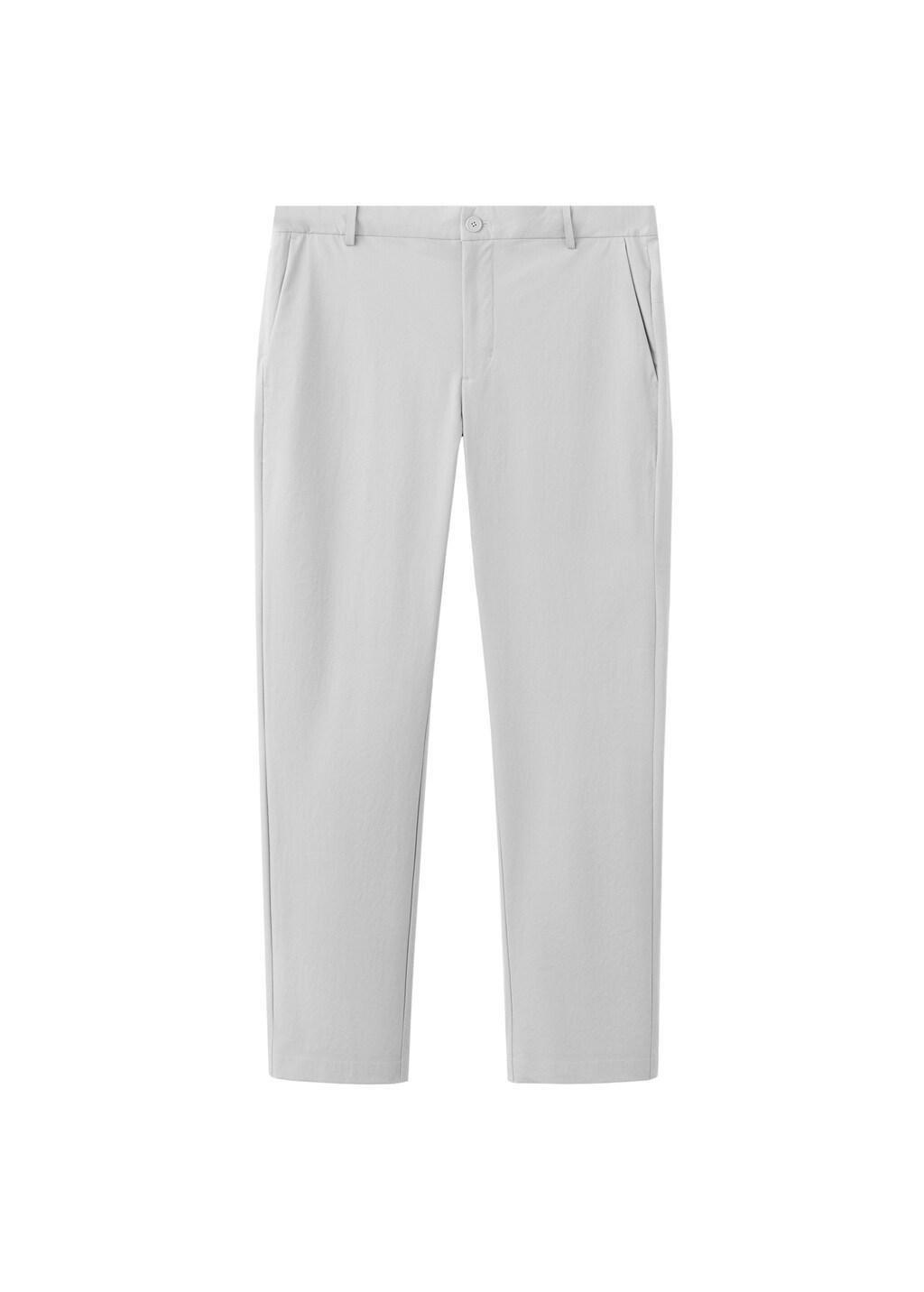 White Stretch Fabric Slim-Fit Trousers With Drawstring, Natural White, large image number 6