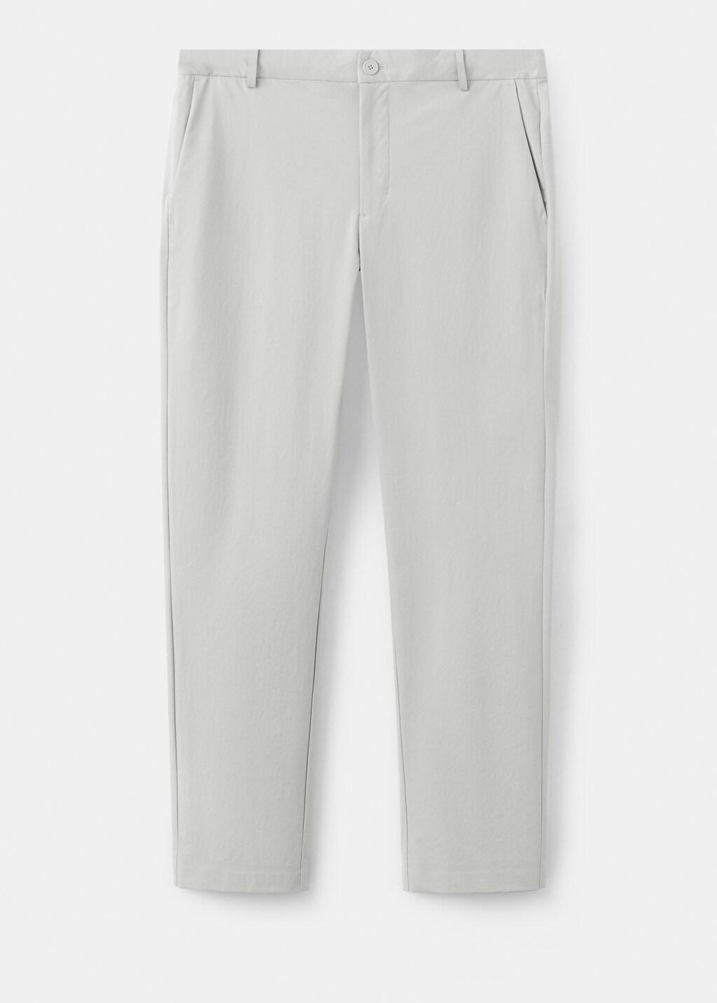 White Stretch Fabric Slim-Fit Trousers With Drawstring, Natural White, large image number 7