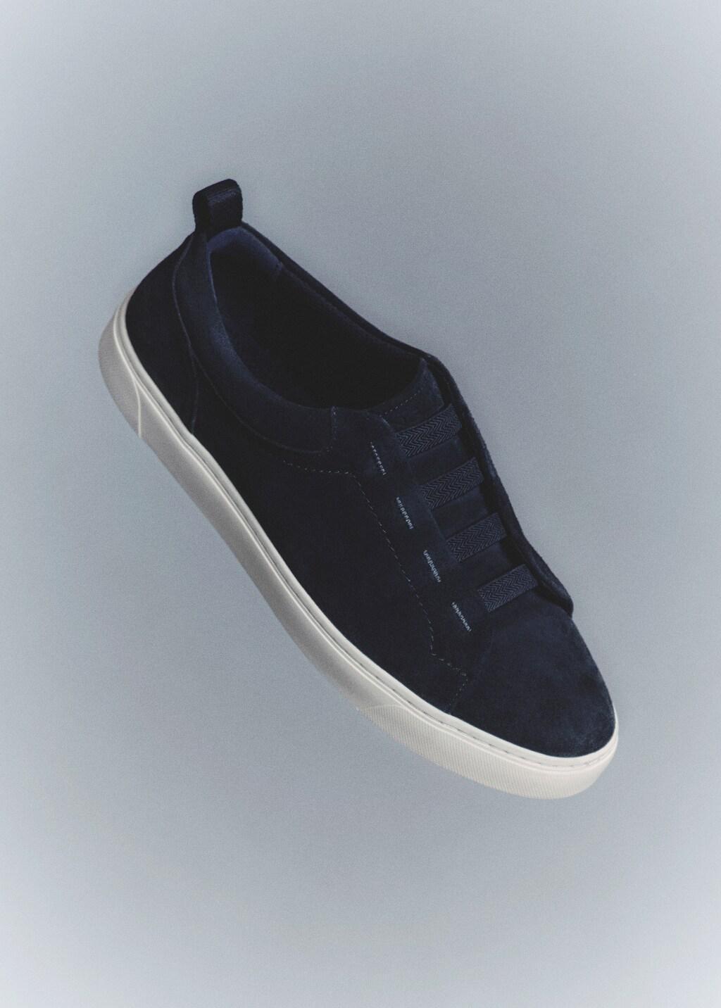 Navy Suede Leather Trainers With Vibram Soles, Navy, large image number 0