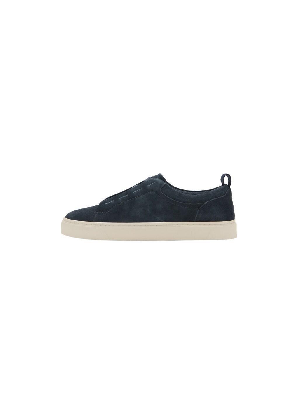 Navy Suede Leather Trainers With Vibram Soles, Navy, large image number 3