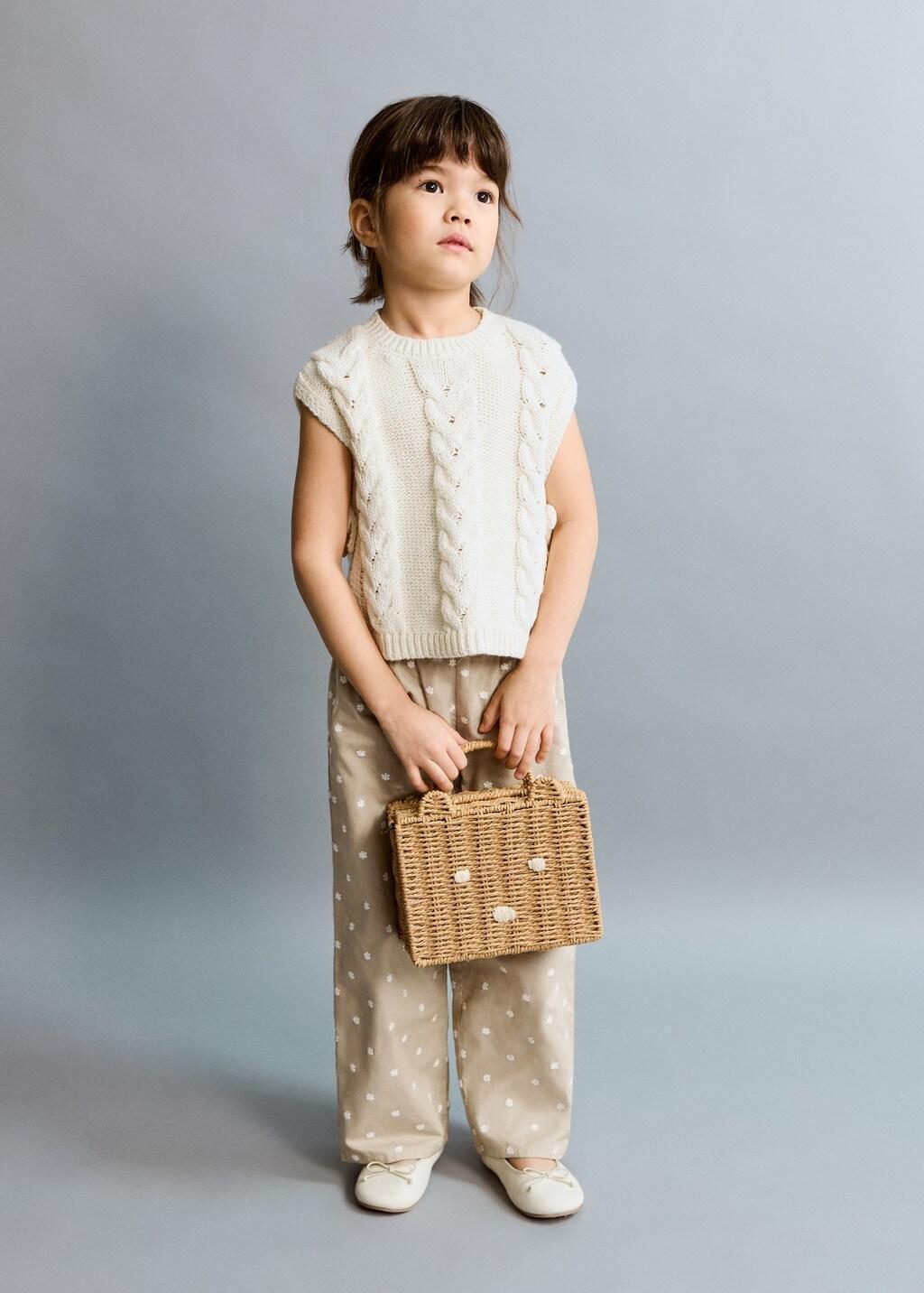 White Braided-Knit Gilet, Baby Girl, Natural White, large image number 0