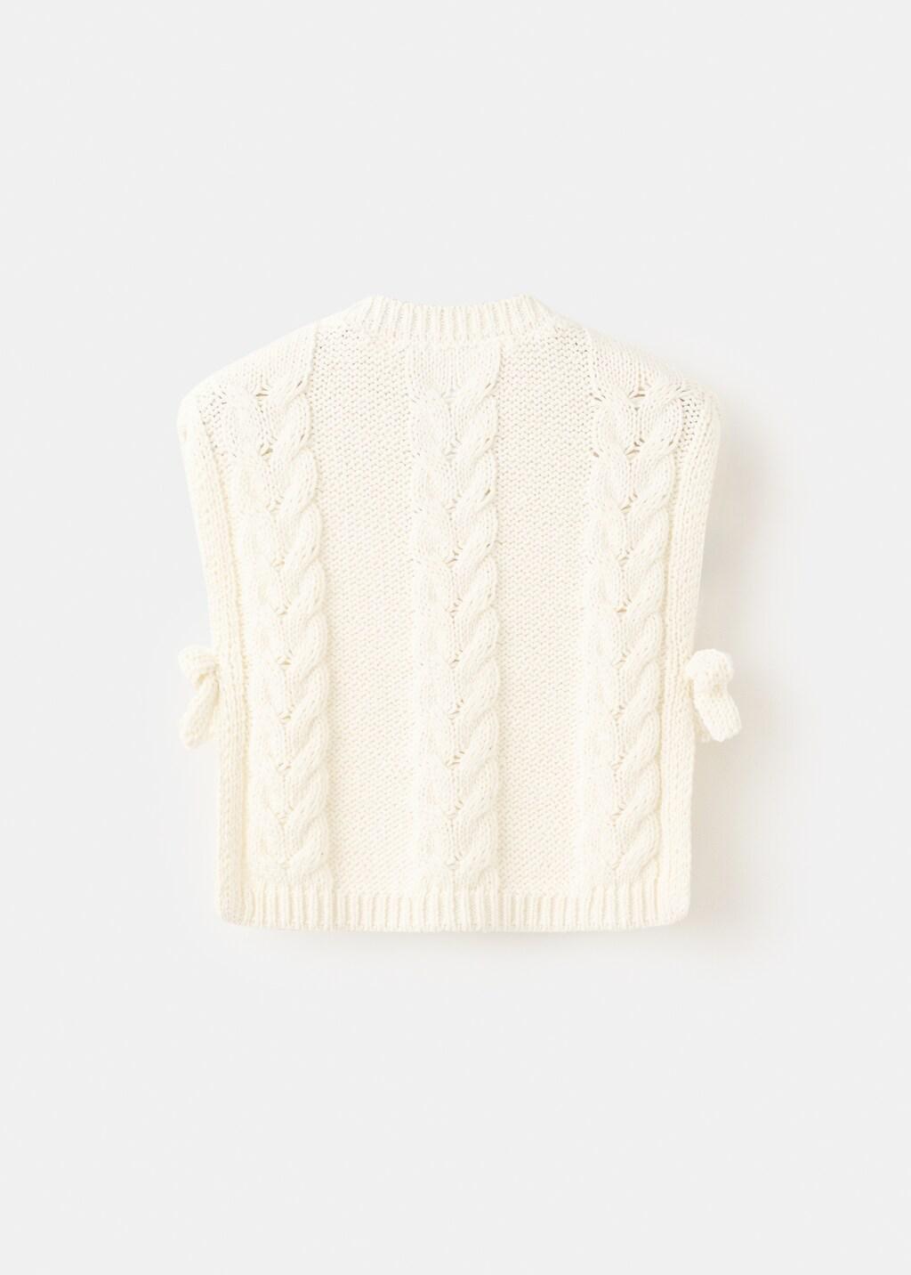 White Braided-Knit Gilet, Baby Girl, Natural White, large image number 2