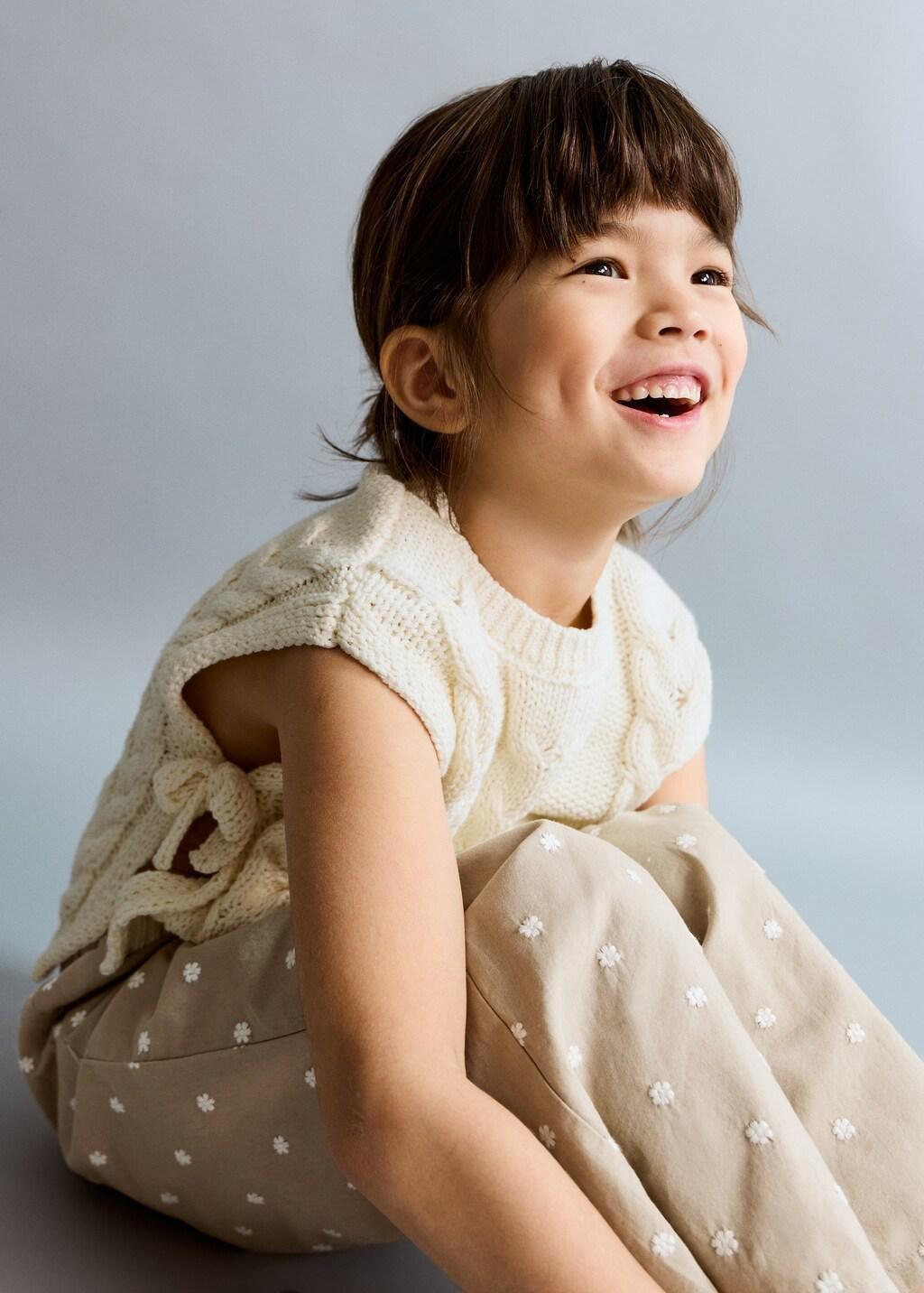 White Braided-Knit Gilet, Baby Girl, Natural White, large image number 3