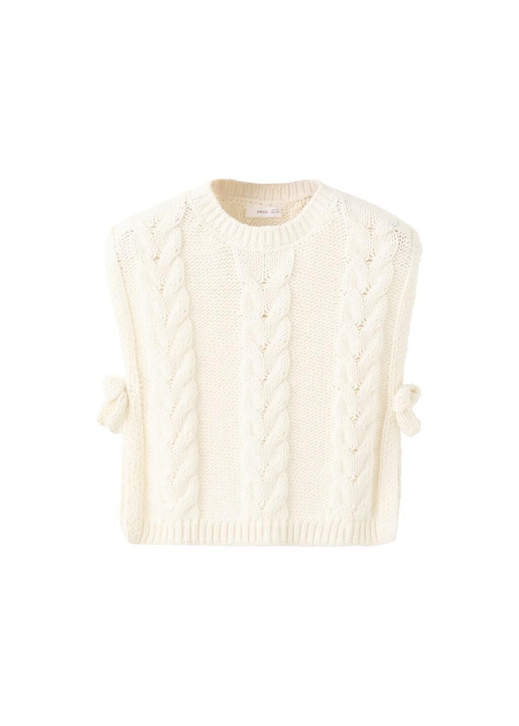 White Braided-Knit Gilet, Baby Girl, Natural White, large image number 5