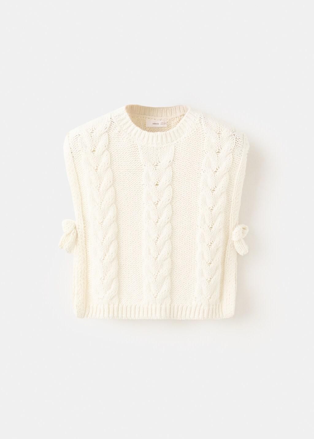 White Braided-Knit Gilet, Baby Girl, Natural White, large image number 6