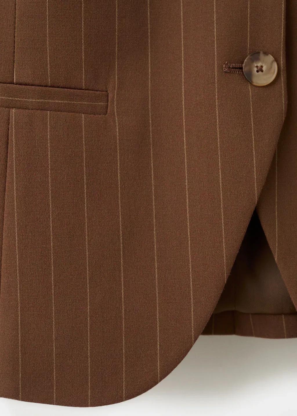 Brown Pinstriped Suit Waistcoat, Dark Brown, large image number 1