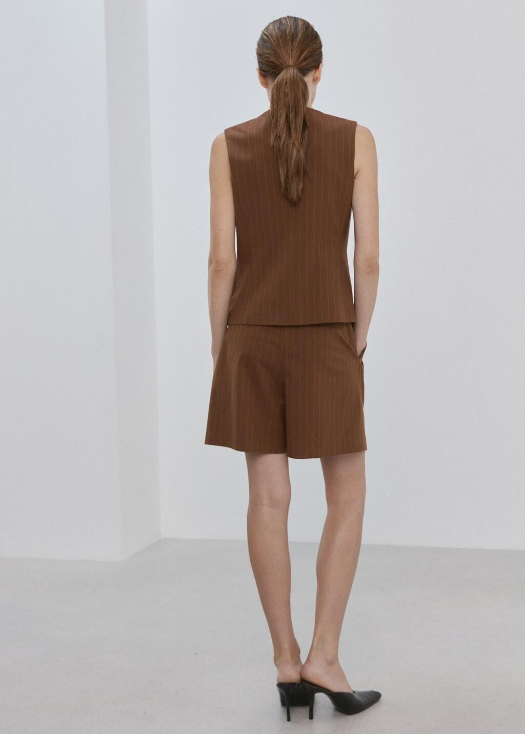 Brown Pinstriped Suit Waistcoat, Dark Brown, large image number 2