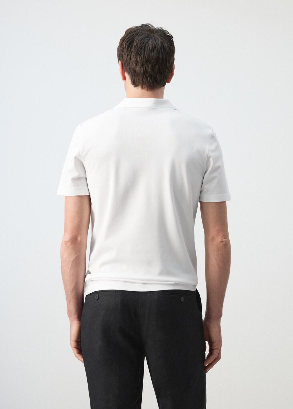 White Slim Fit Pique Polo, White, medium