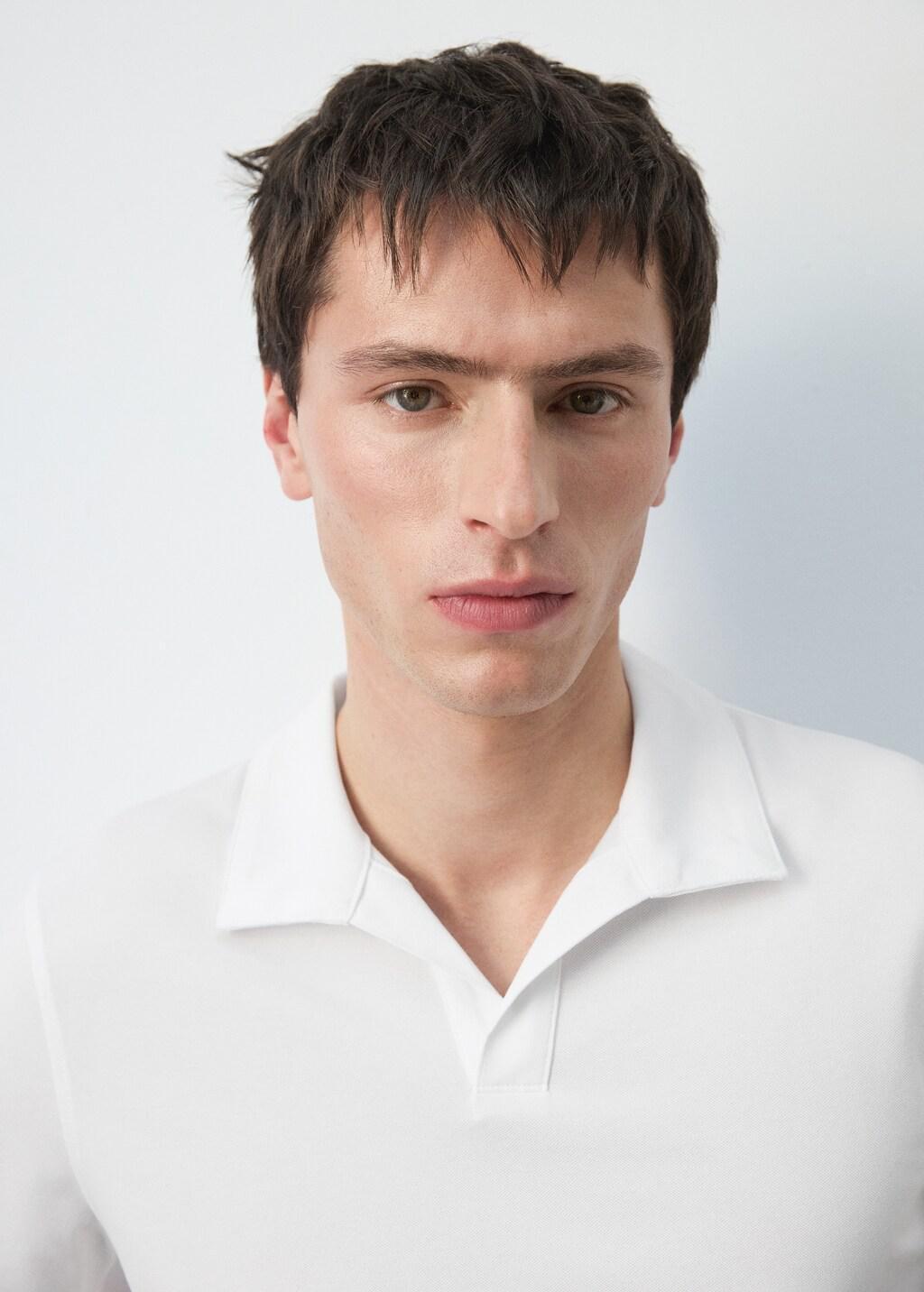 White Slim Fit Pique Polo, White, large image number 4