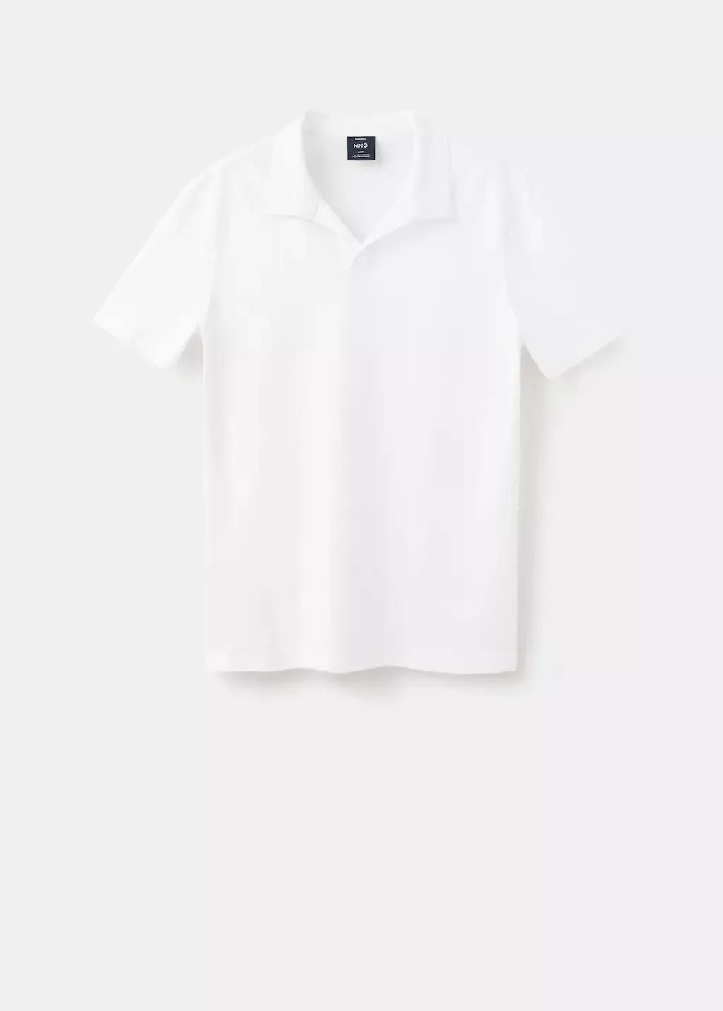 White Slim Fit Pique Polo, White, large image number 8