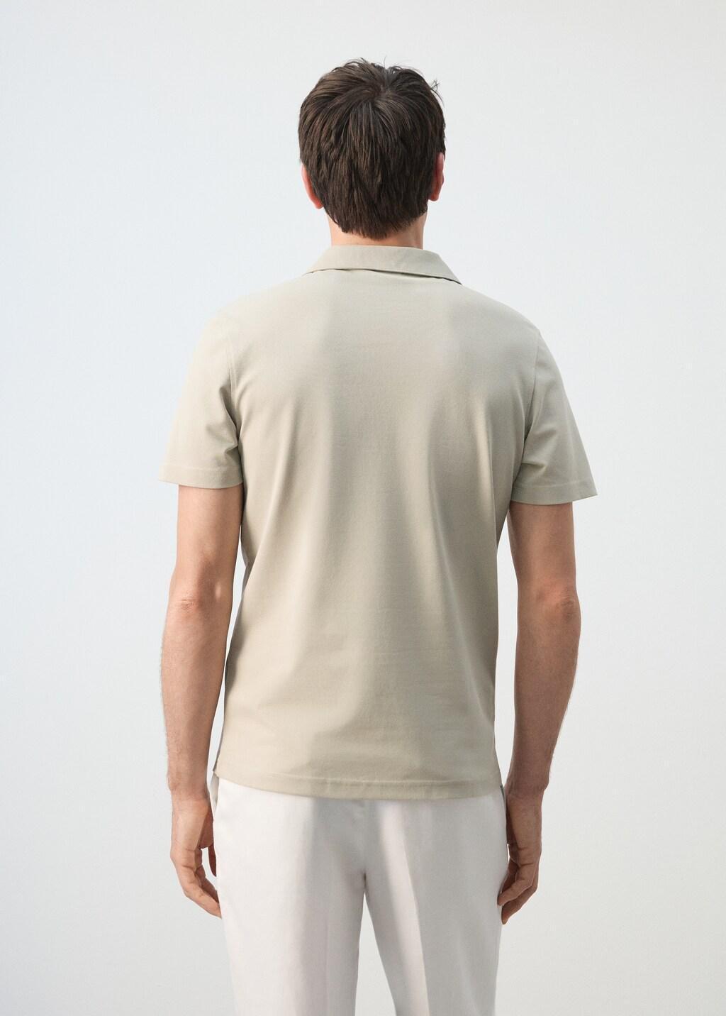 Beige Slim Fit Pique Polo, Light Beige, large image number 2