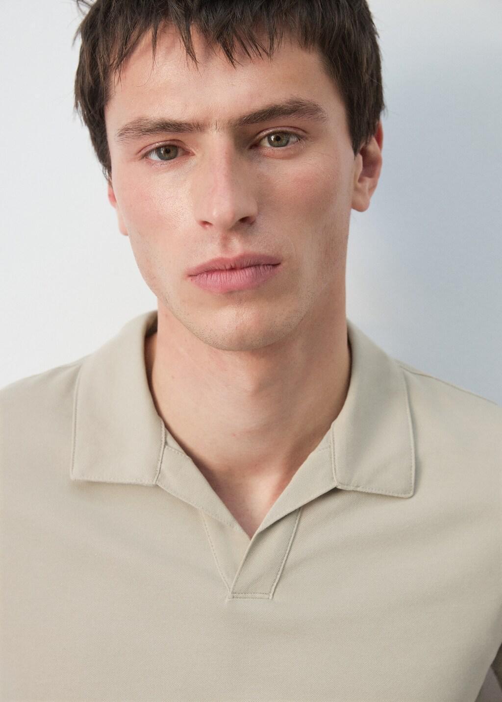 Beige Slim Fit Pique Polo, Light Beige, large image number 4