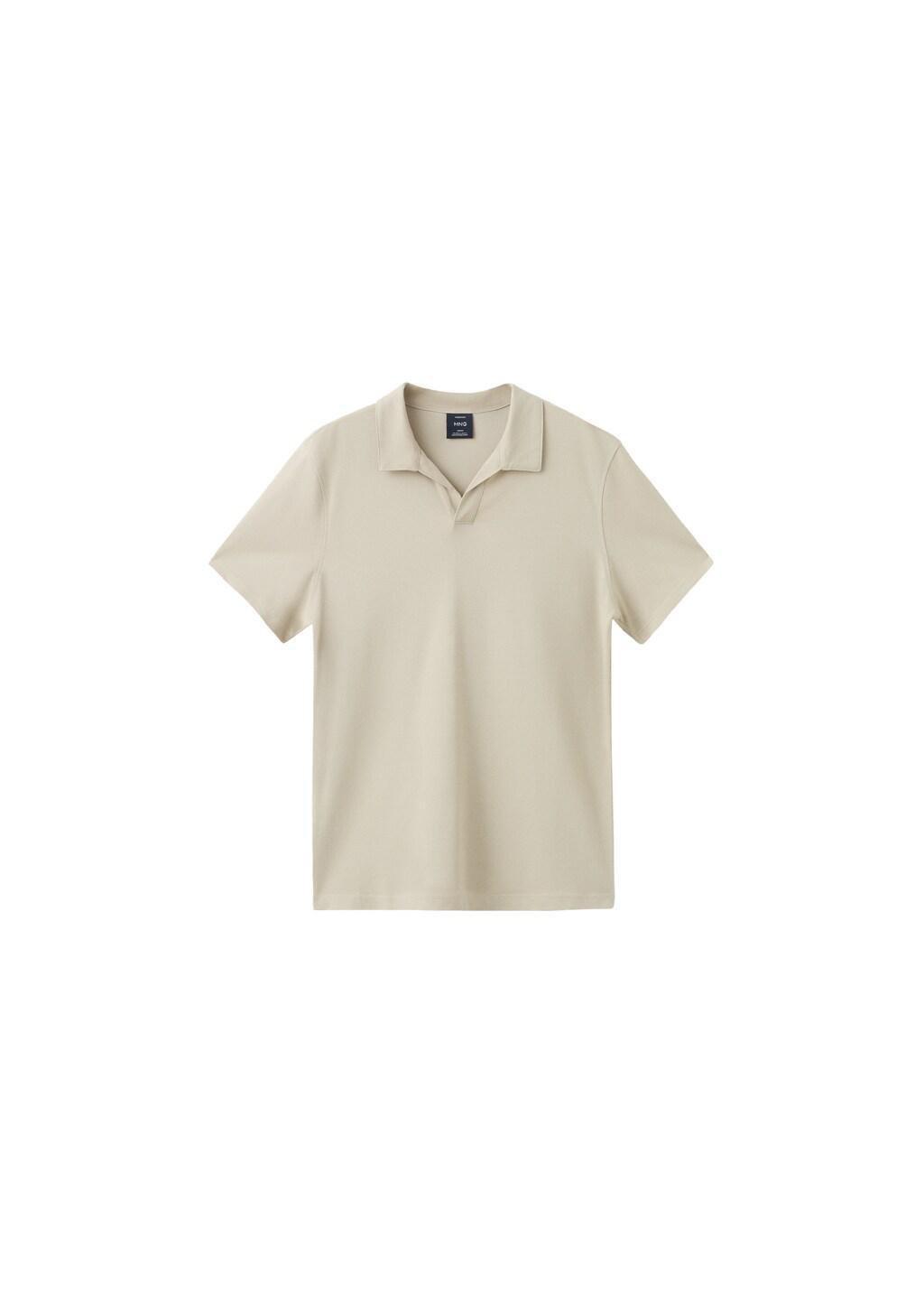 Beige Slim Fit Pique Polo, Light Beige, large image number 6