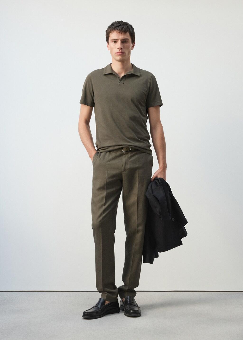 Green Slim Fit Pique Polo, Dark Green, large image number 0